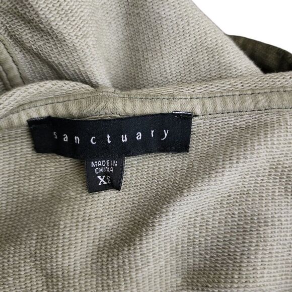 Sanctuary Pullover Distressed Vneck Hoodie Sweatshirt Womens Size XS Green - Picture 6 of 9